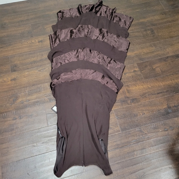 New TADASHI Shoji Dress Tiered Cocktail Formal Chocilate Brown Silk Size… - Picture 9 of 9